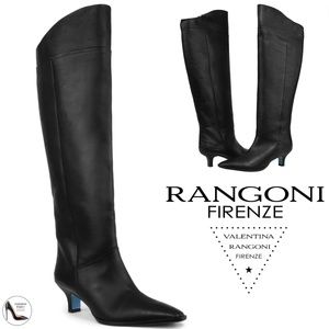 VALENTINA RANGONI Drupi Black Leather Knee High Boot Heeled Luxury Boots 7